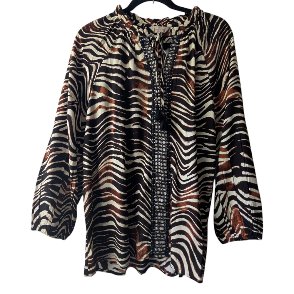 CASA CABANA WOMEN'S ANIMAL PRINT BLOUSE SIZE M